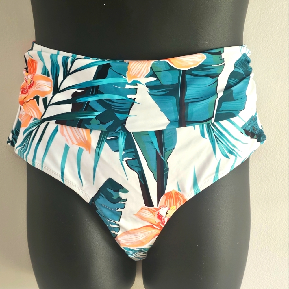 NWT 1X Tropical Print CupShe High Waist Bikini Bottom